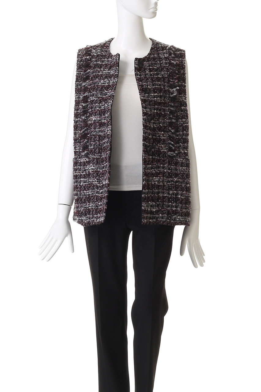 DEPAREILLE(デパリエ)｜ミックスツイードジレ/ボルドー の通販