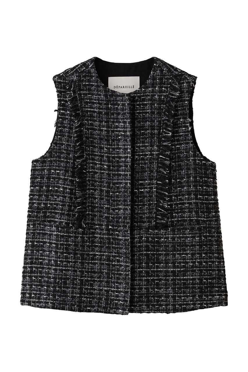 DEPAREILLE ミックスツイードジレ (ブラック, 38) デパリエ ELLE SHOP