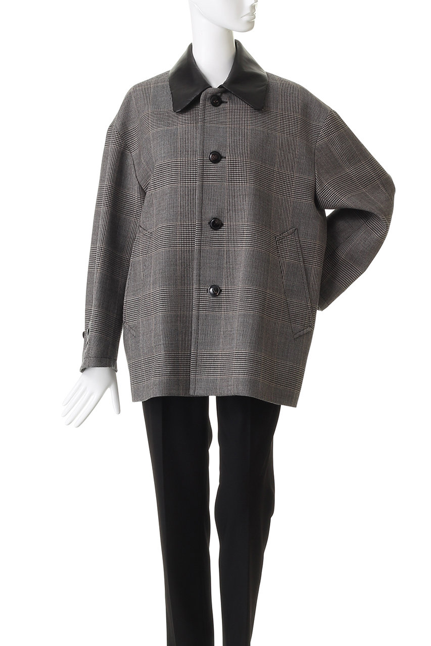 DEPAREILLE(デパリエ)｜グレンチェックレザーカラージャケット/グレー