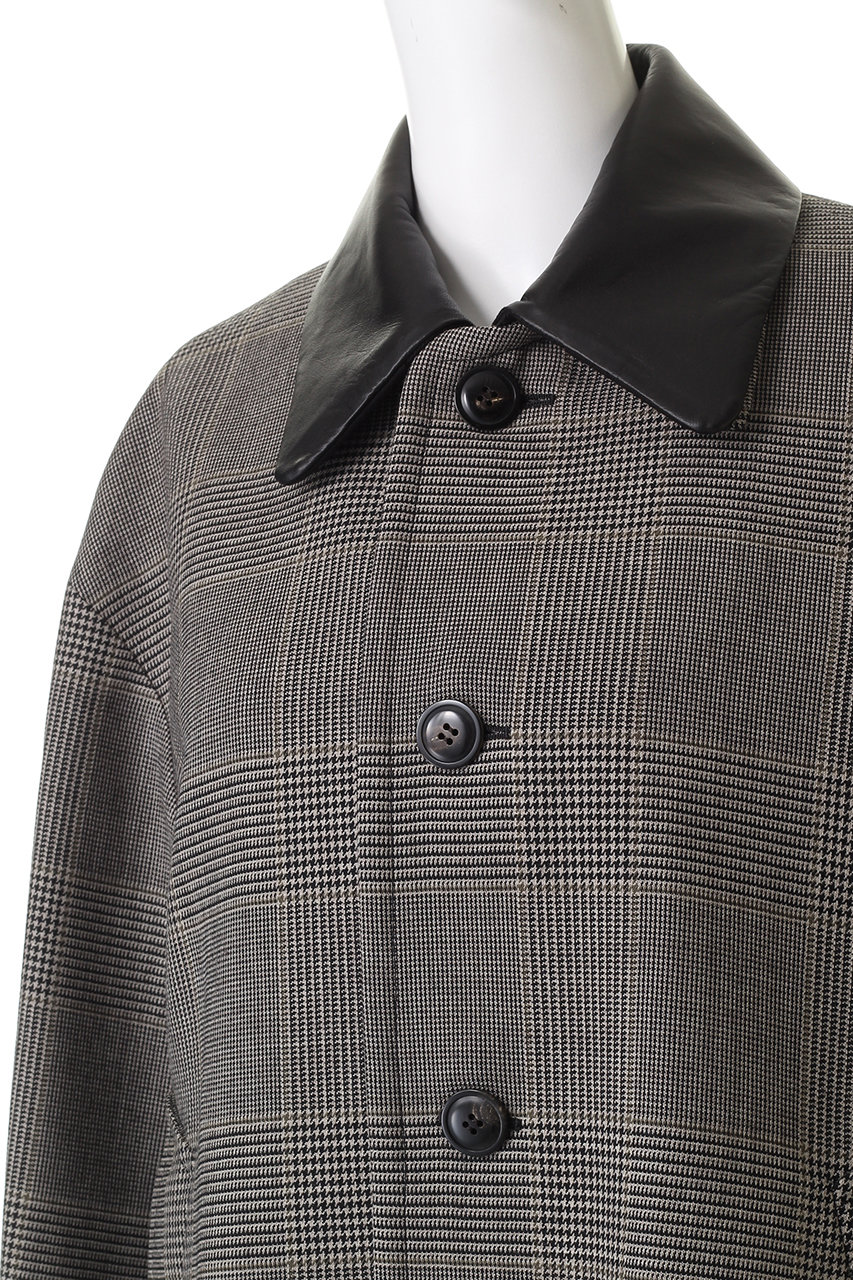 DEPAREILLE(デパリエ)｜グレンチェックレザーカラージャケット/グレー