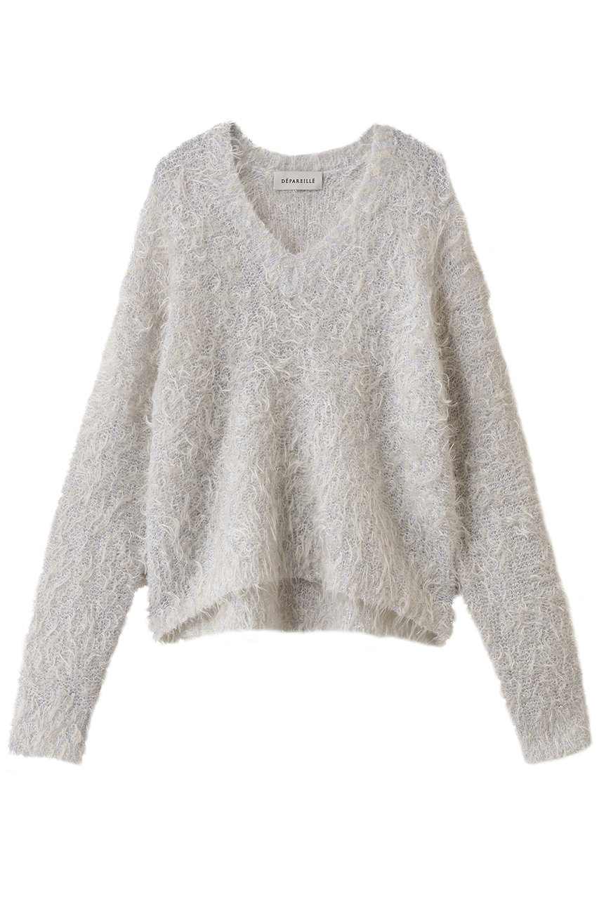 デパリエ/DEPAREILLEのモヘアグリッターシャギーVネックニット(オフホワイト/B1154AKW415)