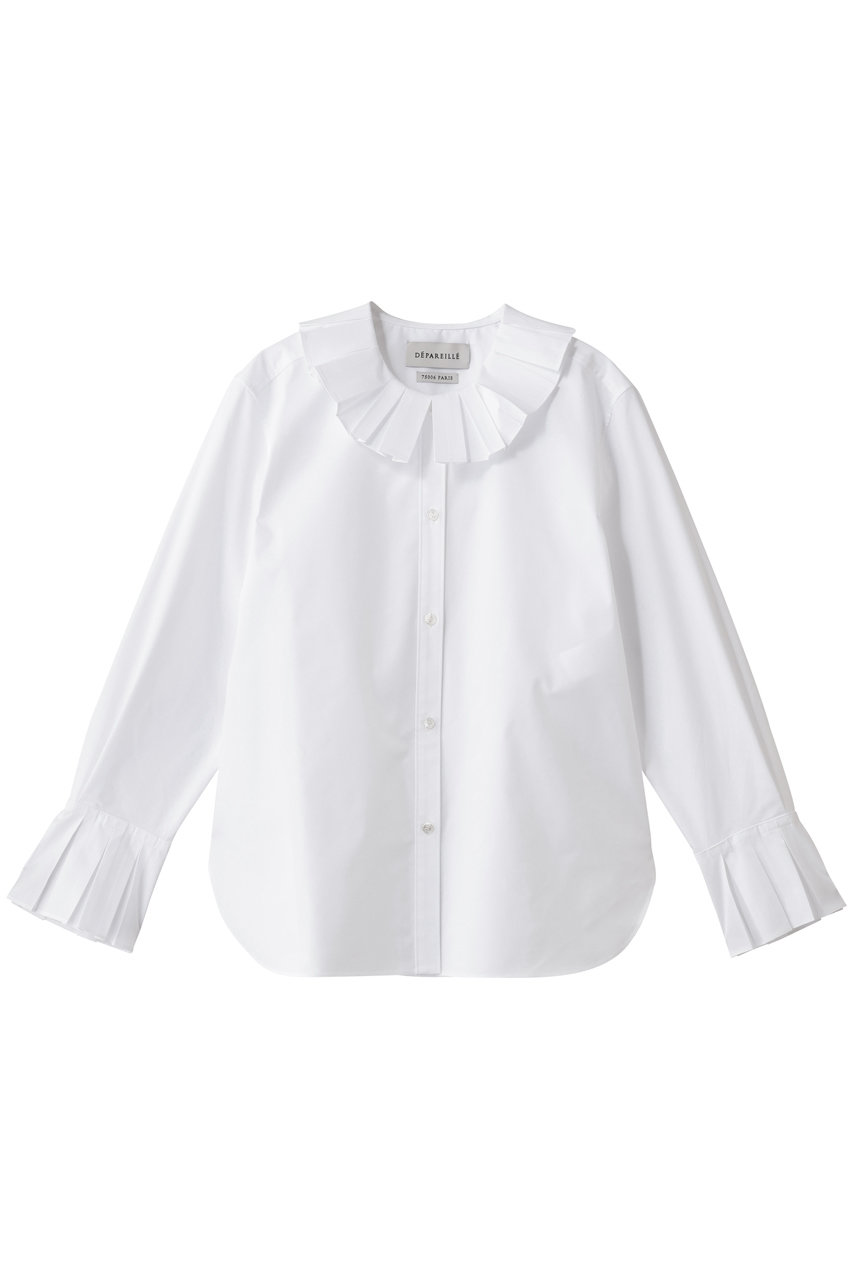 DEPAREILLE(デパリエ)｜コットンポリプリーツブラウス/ホワイト の通販