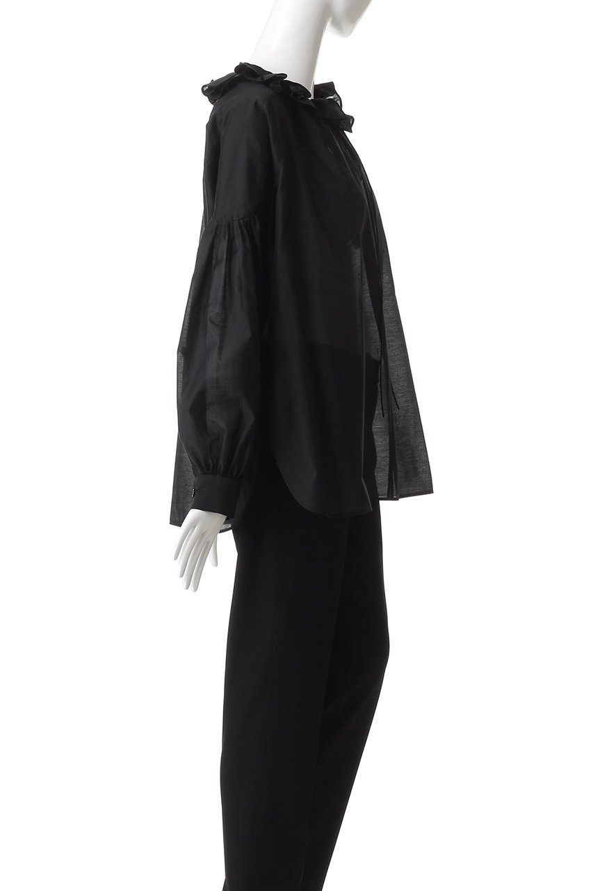 DEPAREILLE(デパリエ)｜シアータフタフリルブラウス/グレー の通販