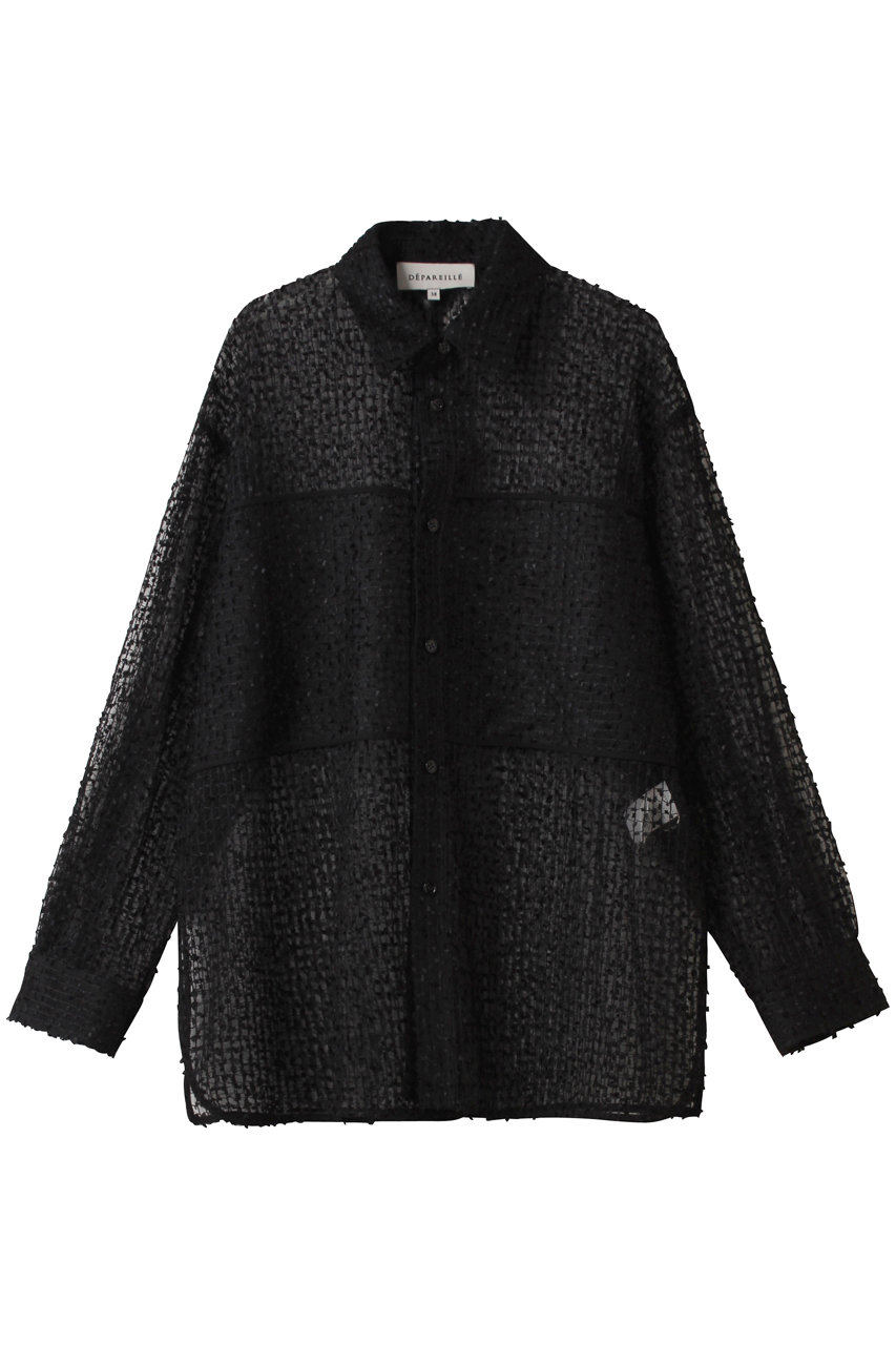 DEPAREILLE チュールエンブロイダリーシャツ (ブラック, 38) デパリエ ELLE SHOP DEPAREILLE チュールエンブロイダリーシャツ (ブラック, 38) デパリエ ELLE SHOP