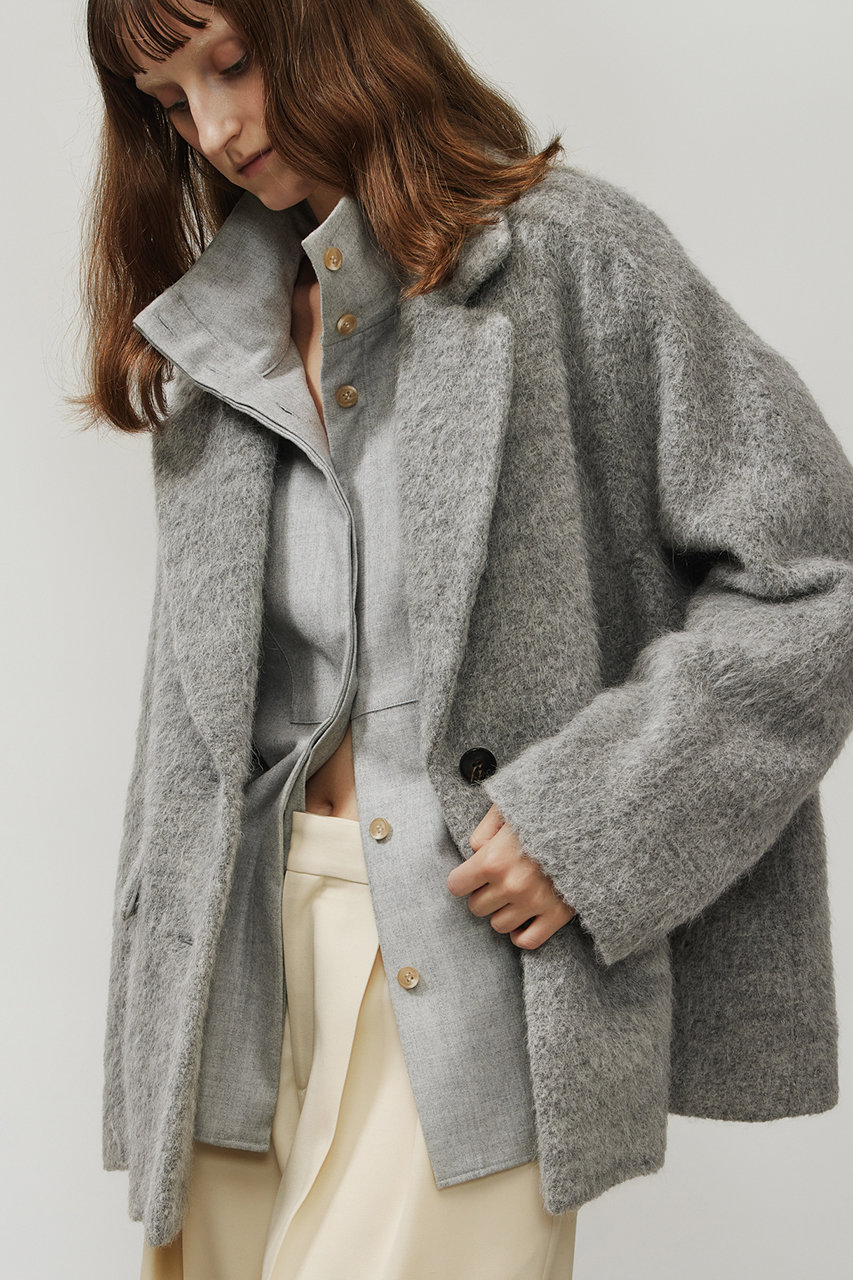 モヘア シャギー ジャケット グレー DEPAREILLE(デパリエ)｜アルパカモヘアシャギージャケット/グレー の