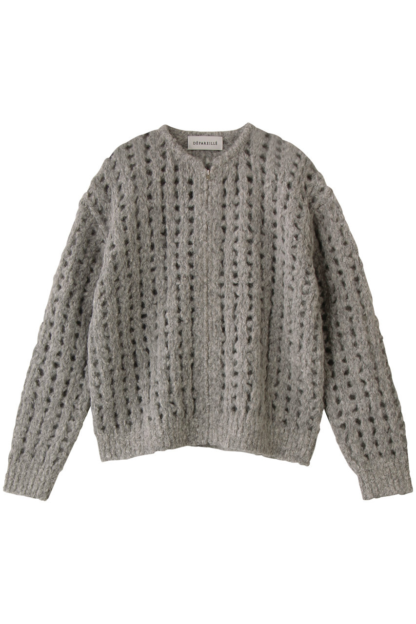 DEPAREILLE アルパカジップカーディガン (グレー, 38) デパリエ ELLE SHOP