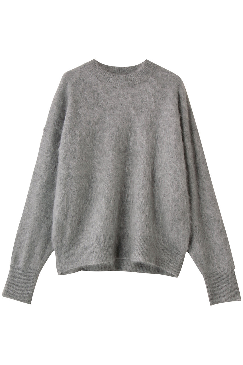 DEPAREILLE カシミヤファークルーネックニット (グレー, 38) デパリエ ELLE SHOP