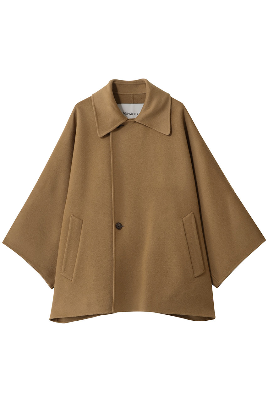 DEPAREILLE ウールダブルフェイスポンチョコート (キャメル, 36) デパリエ ELLE SHOP