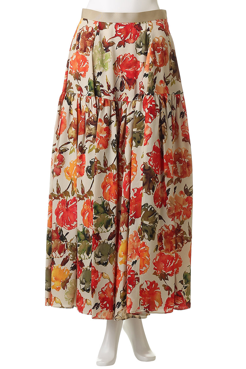 DEPAREILLE(デパリエ)|ジャカードフラワースカート/オレンジ の DEPAREILLE(デパリエ)|ジャカードフラワースカート/オレンジ の