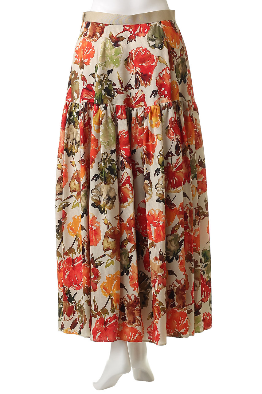 DEPAREILLE デパリエ フラワー ジャカード スカート DEPAREILLE(デパリエ)｜ジャカードフラワースカート/オレンジ の通販