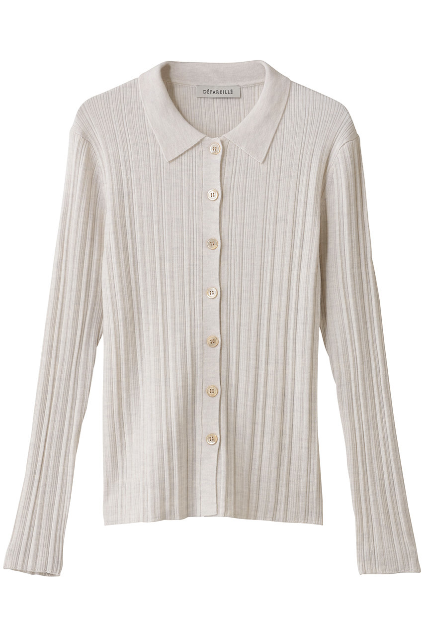 デパリエ/DEPAREILLEのハイゲージリブポロカーディガン(オフホワイト/B1154AKD256)