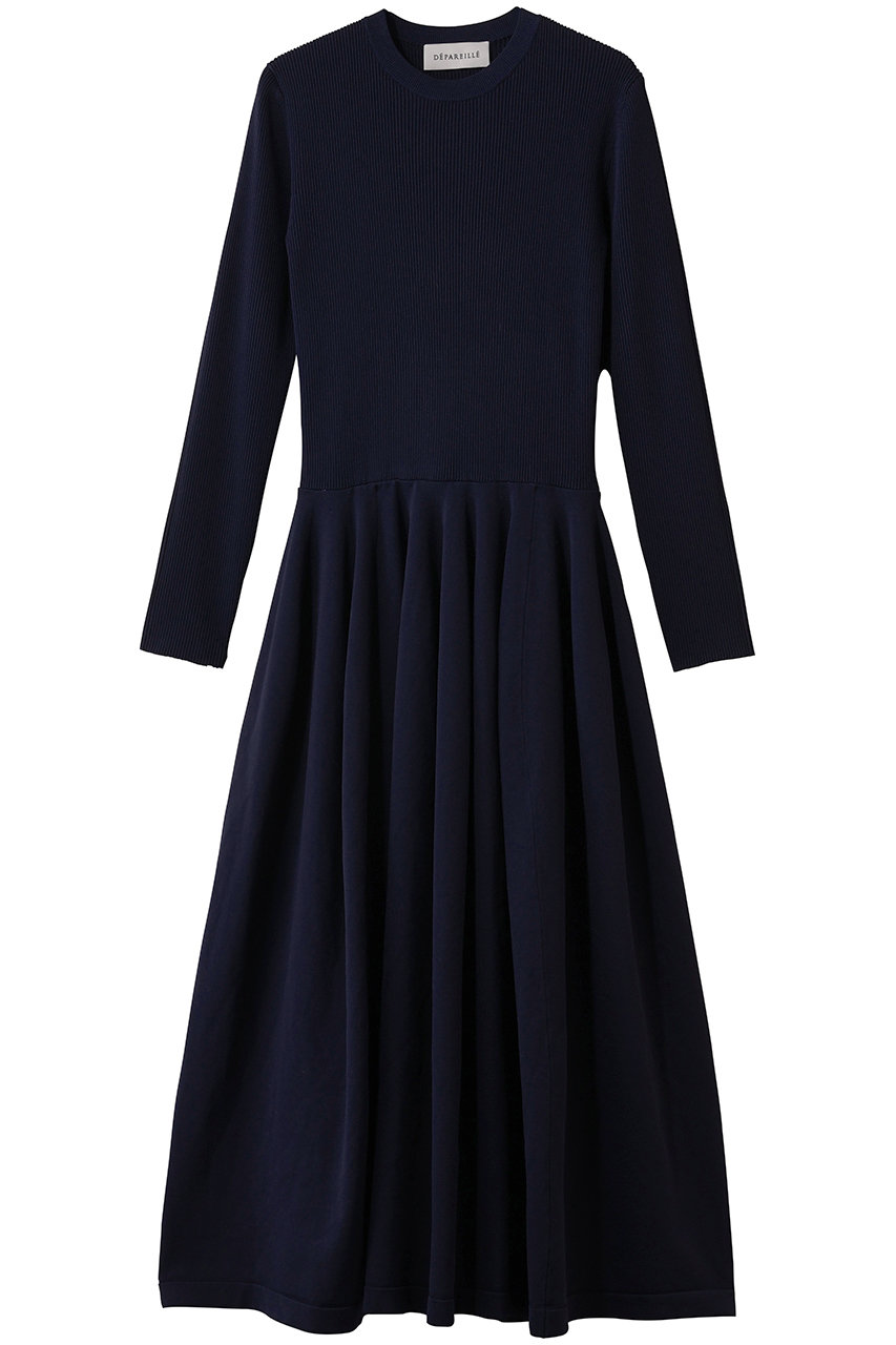 デパリエ/DEPAREILLEのポリジャージーギャザードレス(ネイビー/B1161AKA213)