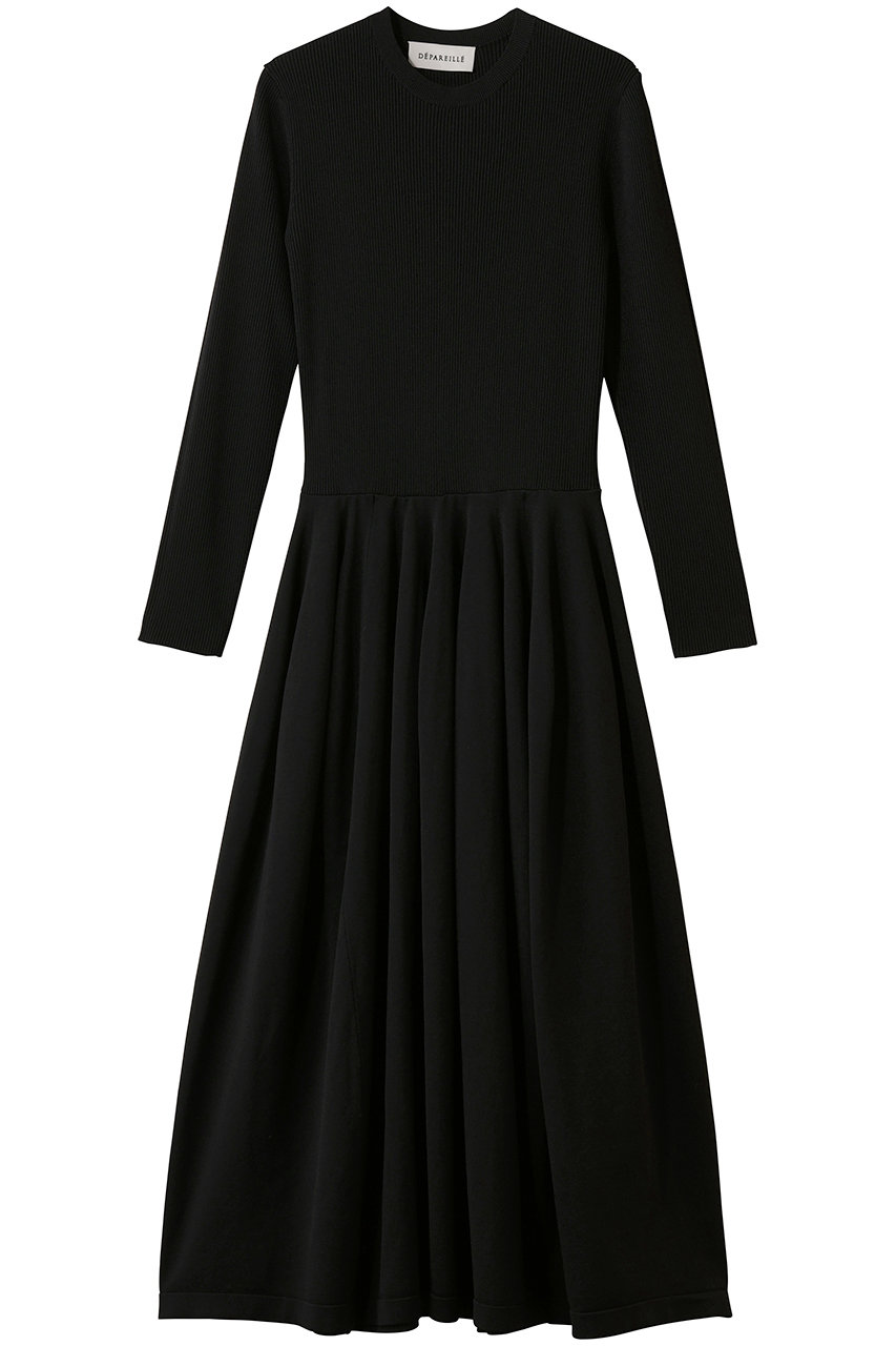 デパリエ/DEPAREILLEのポリジャージーギャザードレス(ブラック/B1161AKA213)