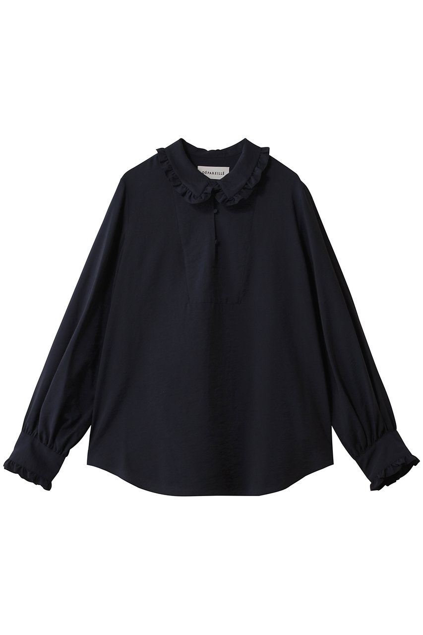 デパリエ/DEPAREILLEのシルクフリルブラウス(ネイビー/B1161AFB209)