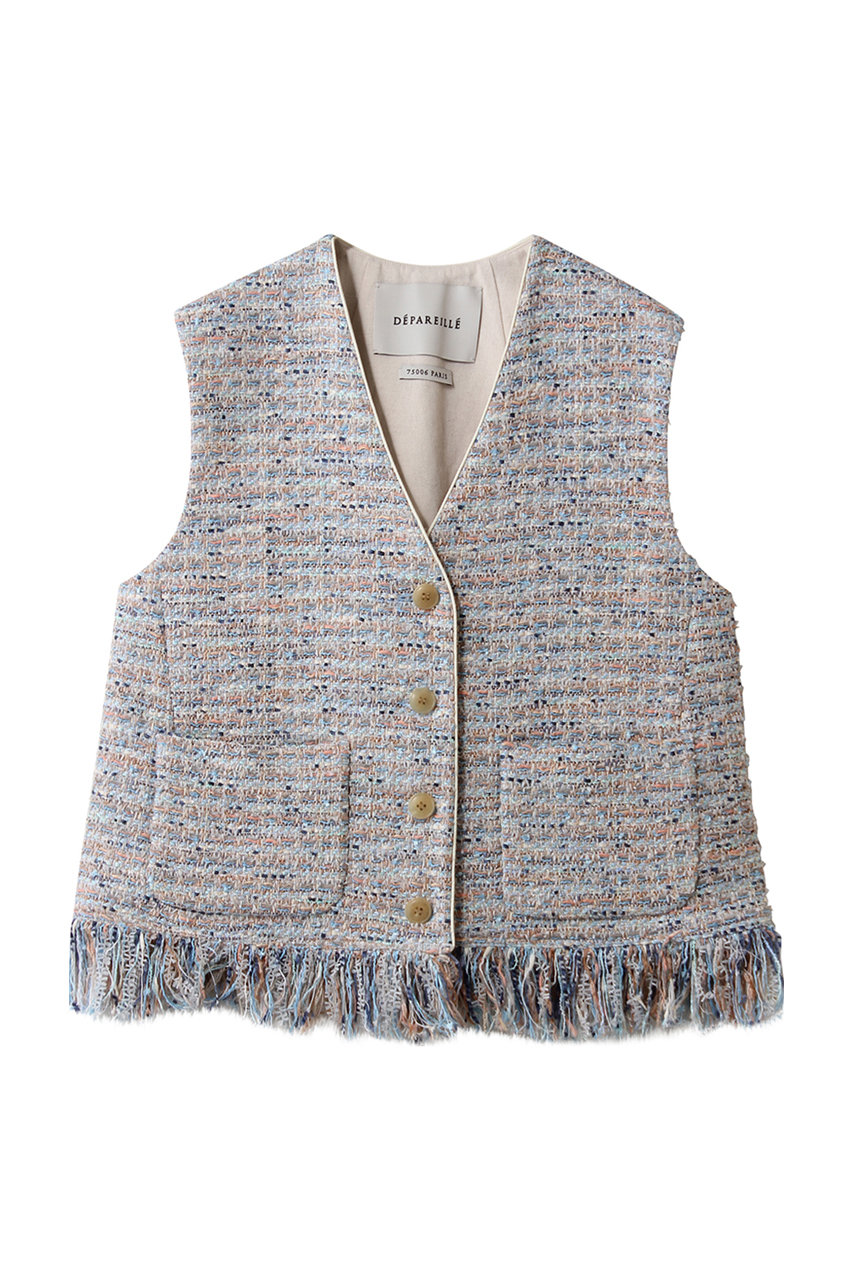 デパリエ/DEPAREILLEのファンシーツイードジレ(ブルー/B1161AFV404)