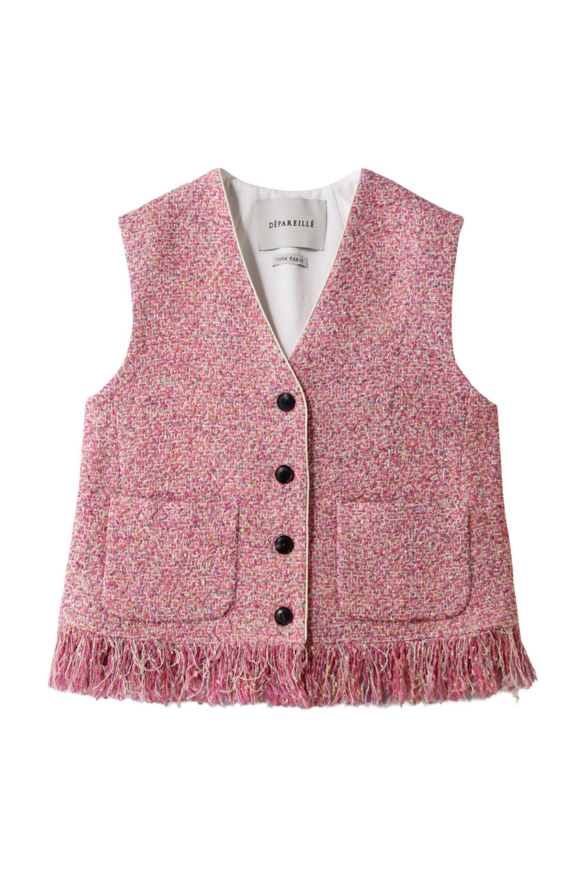 デパリエ/DEPAREILLEのファンシーツイードジレ(ピンク/B1161AFV404)