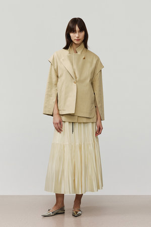 デパリエ/DEPAREILLEのシルクポリティアードプリーツスカート(110700/110703)