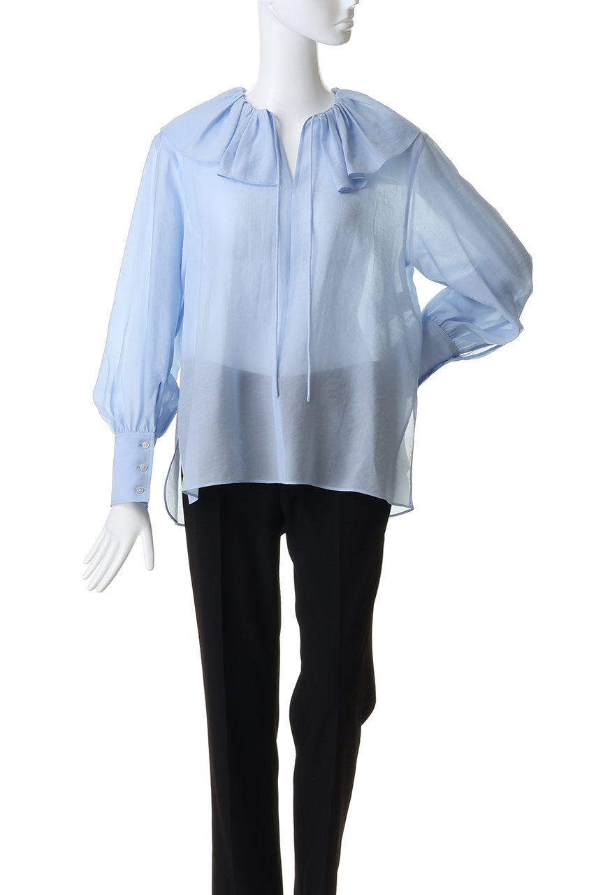 DEPAREILLE(デパリエ)｜シルキーラッフルブラウス/オフホワイト の通販