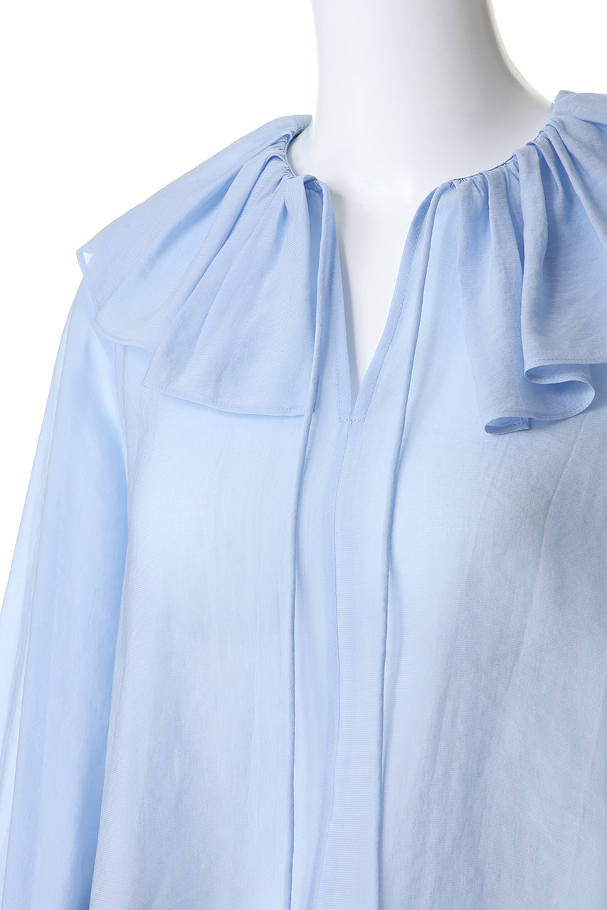 DEPAREILLE(デパリエ)｜シルキーラッフルブラウス/サックス の通販