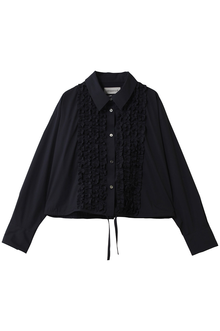 デパリエ/DEPAREILLEのコットンタイプライターフリルシャツ(ネイビー/B1161AFB210)