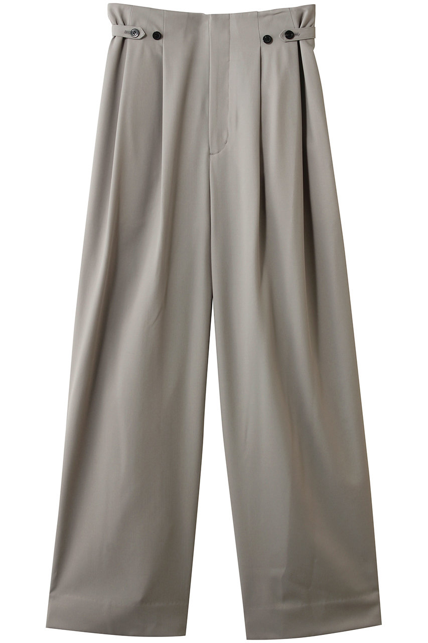 デパリエ/DEPAREILLEのウールナイロンギャバジンウエストベルトパンツ(グレージュ/B1161AFP347)