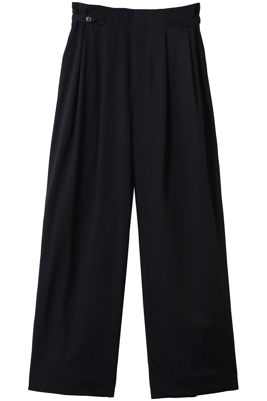 デパリエ/DEPAREILLEのウールナイロンギャバジンウエストベルトパンツ(ネイビー/B1161AFP347)