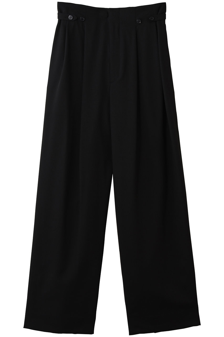 デパリエ/DEPAREILLEのウールナイロンギャバジンウエストベルトパンツ(ブラック/B1161AFP347)