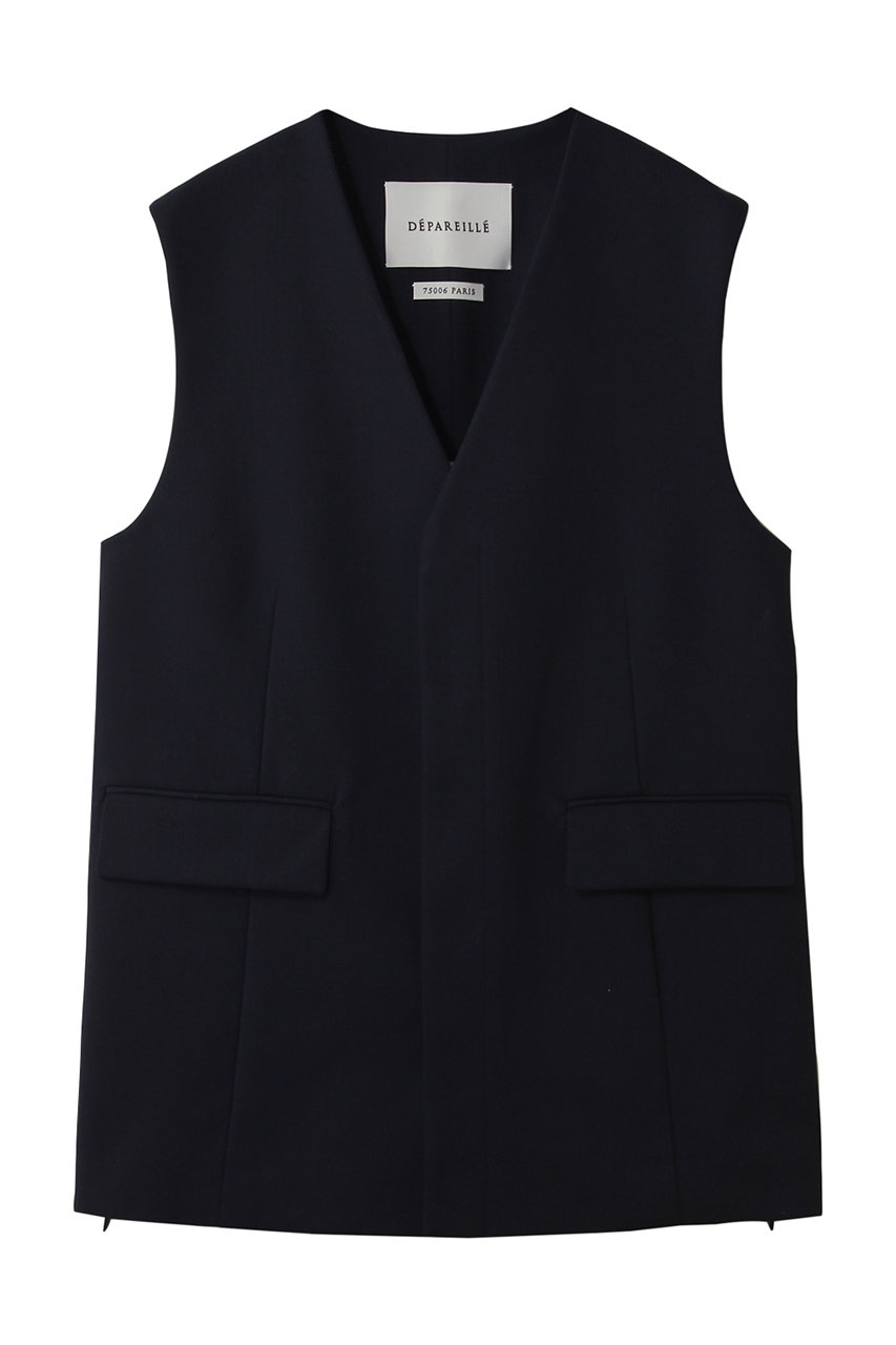 デパリエ/DEPAREILLEのウールナイロンギャバジンジレ(ネイビー/B1161AFV245)