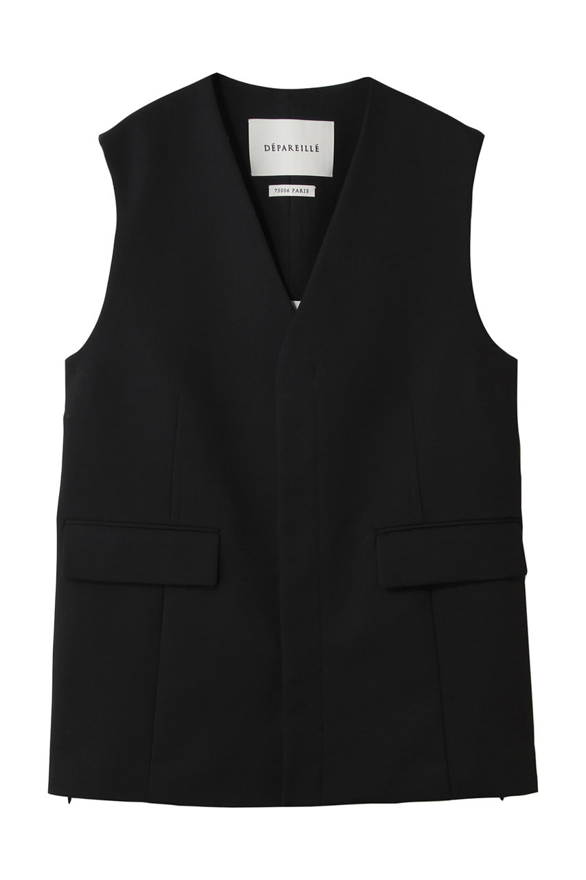 デパリエ/DEPAREILLEのウールナイロンギャバジンジレ(ブラック/B1161AFV245)