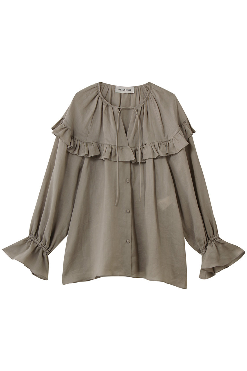 デパリエ/DEPAREILLEのラミーツイルラッフルブラウス(ベージュ/B1162AFB351)