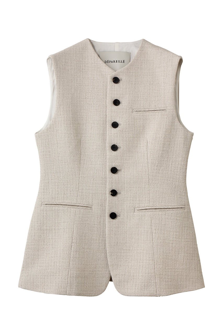 デパリエ/DEPAREILLEのスラブツイードジレ(ベージュ/B1162AFV315)