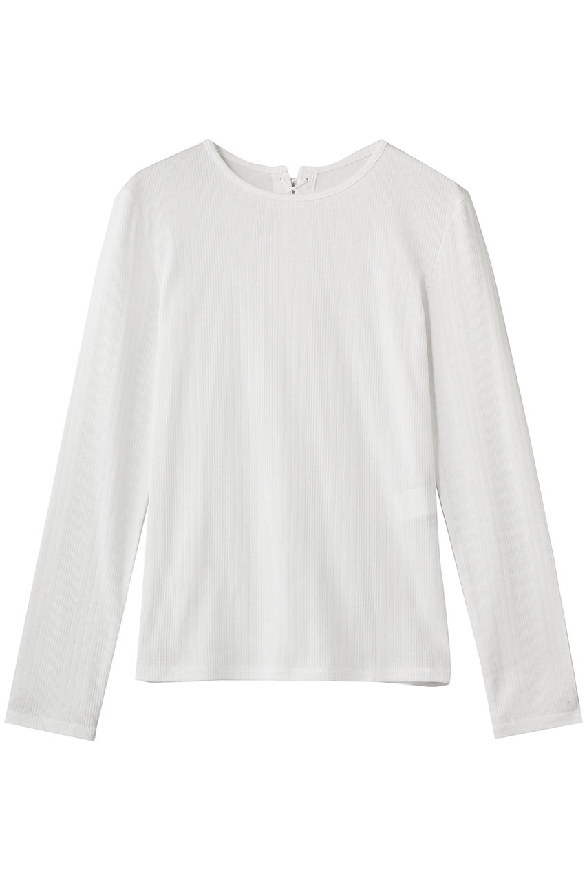 デパリエ/DEPAREILLEのリブバックレースアップクルーネックトップス(ホワイト/B1162AUB230)