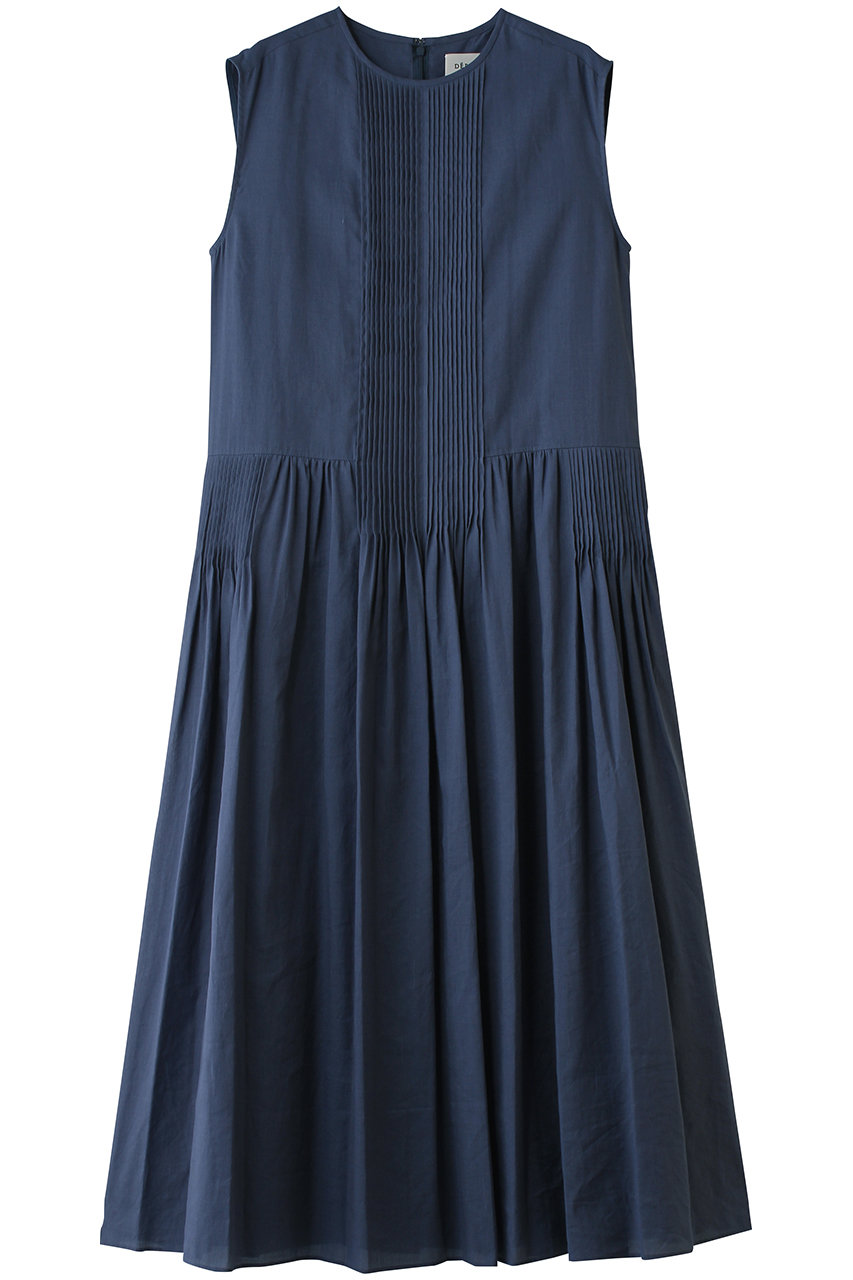 デパリエ/DEPAREILLEのラミーコットンピンタックスリーブレスドレス(ブルー/B1162AFA419)