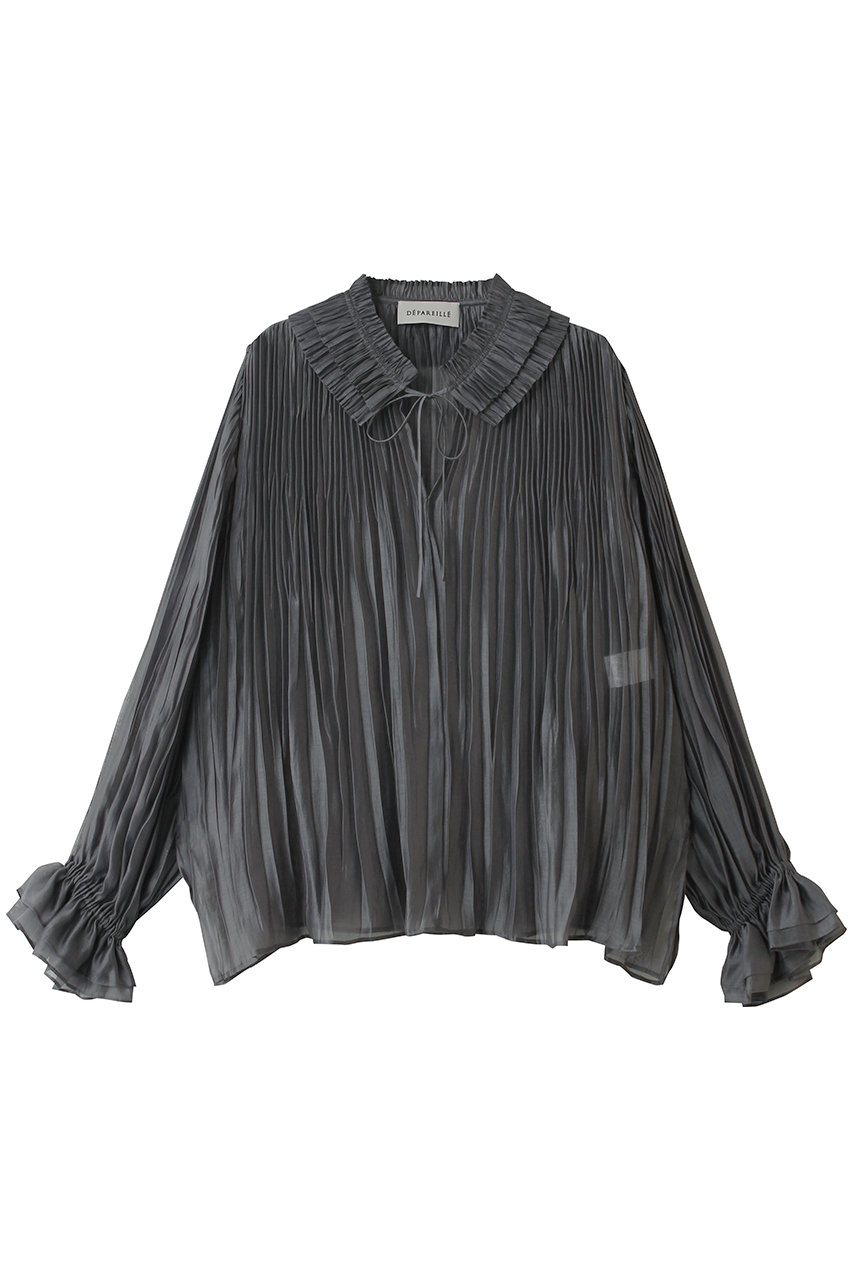 デパリエ/DEPAREILLEのテンセルオーガンジープリーツブラウス(チャコールグレー/B1162AFB224)