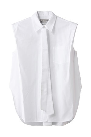 デパリエ/DEPAREILLEのコットンツイルスリーブレスボウブラウス(110400/110401)