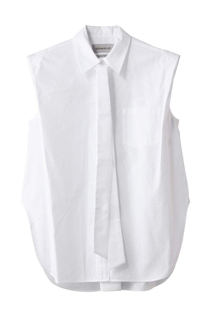 デパリエ/DEPAREILLEのコットンツイルスリーブレスボウブラウス(オフホワイト/B1162AFB332)