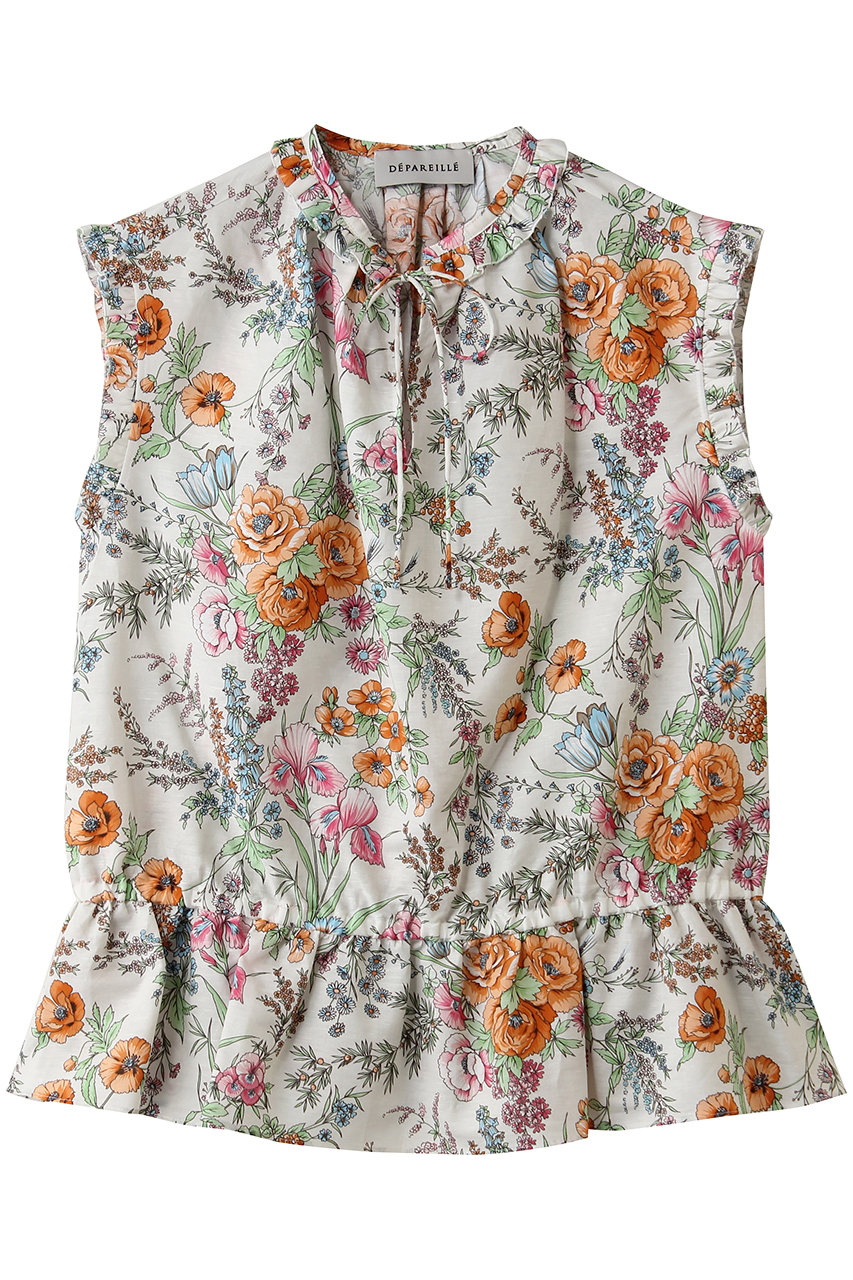 デパリエ/DEPAREILLEのリネンコットンフラワープリントブラウス(ベージュ/B1162AFB410)