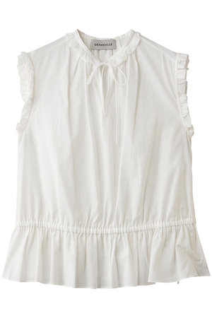 デパリエ/DEPAREILLEのラミーコットンスリーブレスフリルブラウス(110400/110401)