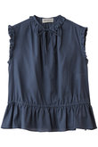 ラミーコットンスリーブレスフリルブラウス