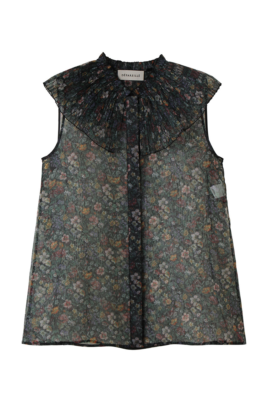 デパリエ/DEPAREILLEのフラワーオーガンジーブラウス(ブラック/B1162AFB228)