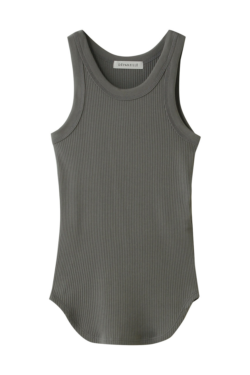 デパリエ/DEPAREILLEのオーガニックコットンリブタンクトップ(チャコールグレー/B1162AUB338)