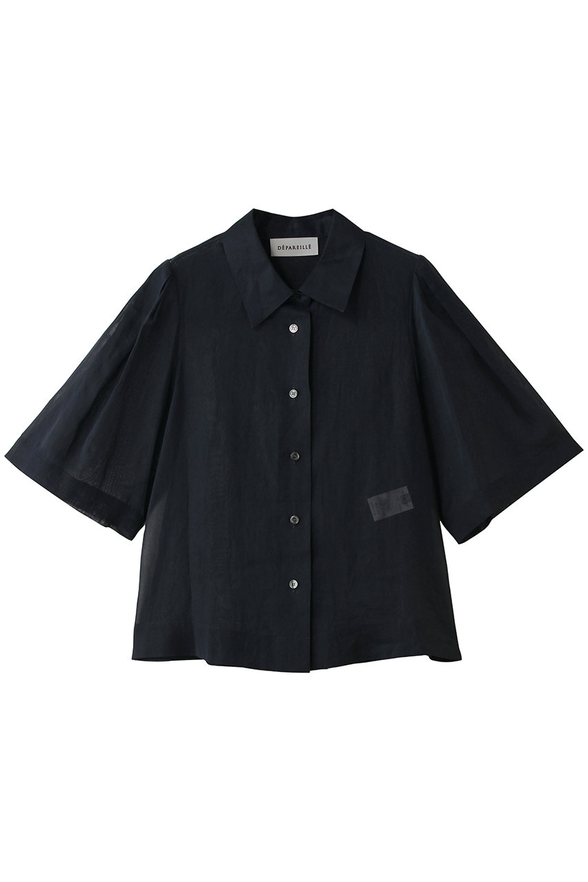 デパリエ/DEPAREILLEのコットンボイルショートスリーブブラウス(ネイビー/B1162AFB225)