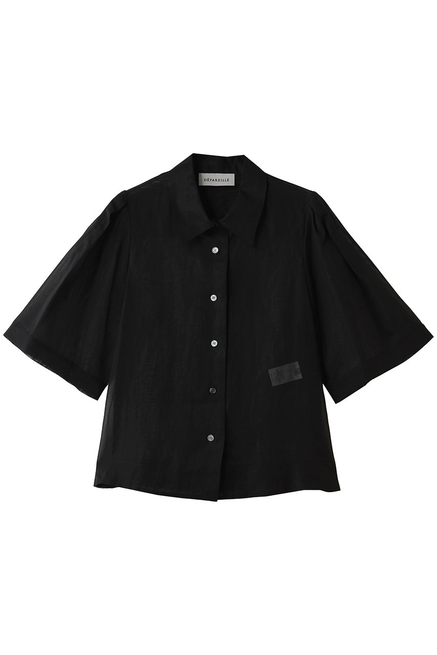 デパリエ/DEPAREILLEのコットンボイルショートスリーブブラウス(ブラック/B1162AFB225)