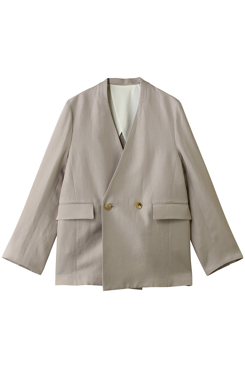 デパリエ/DEPAREILLEのトリアセテートリネンノーカラージャケット(ベージュ/B1162AFJ248)