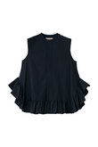 コットンラッフルヘムスリーブレスブラウス