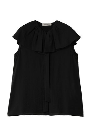 デパリエ/DEPAREILLEのシアーシルクラッフルスリーブレスブラウス(110400/110401)