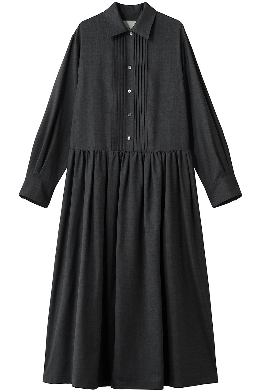 DEPAREILLE ウールピンタックシャツドレス (チャコールグレー, 38) デパリエ ELLE SHOP