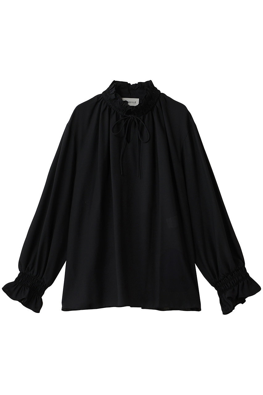 DEPAREILLE ポリウールヴィエラフリルブラウス (ブラック, 38) デパリエ ELLE SHOP