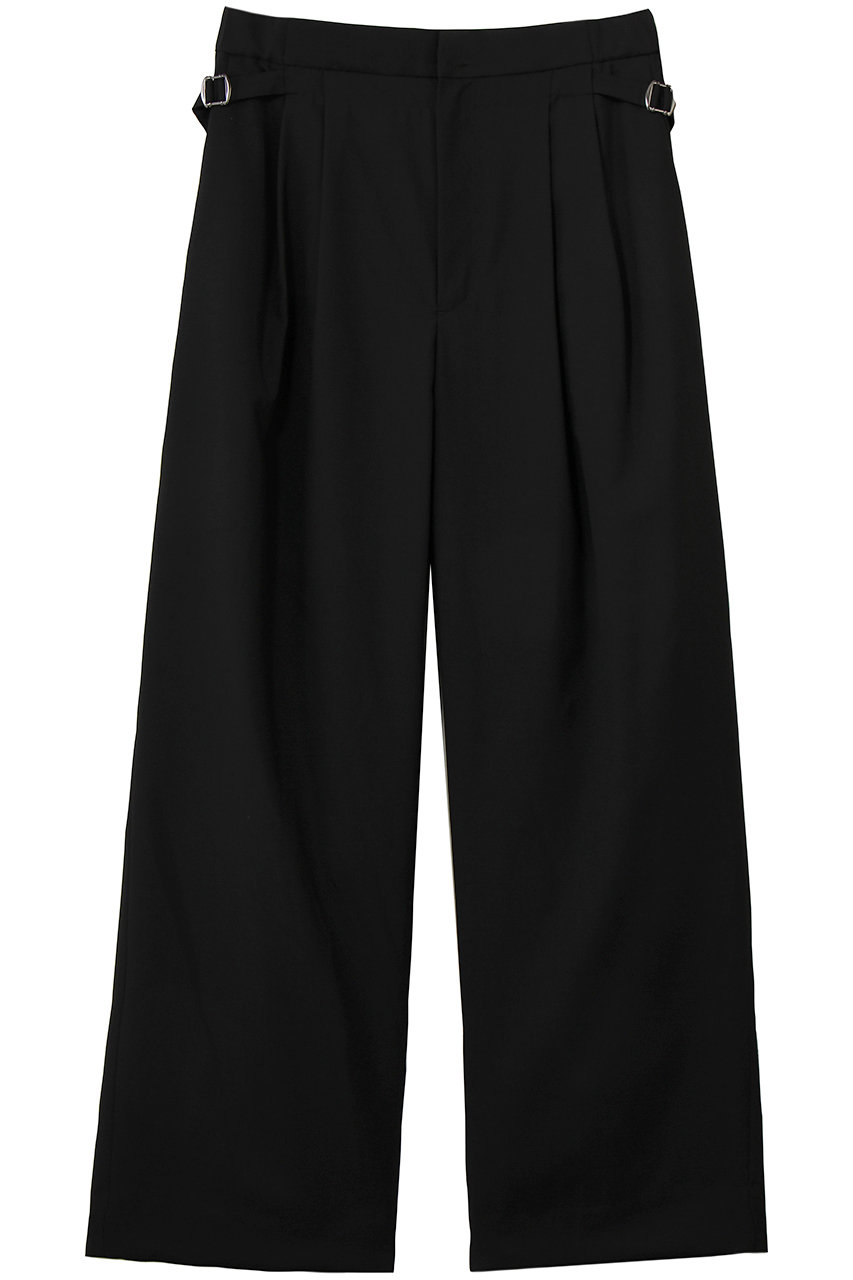 DEPAREILLE ウォッシャブルウールウエストベルトパンツ (ブラック, 38) デパリエ ELLE SHOP