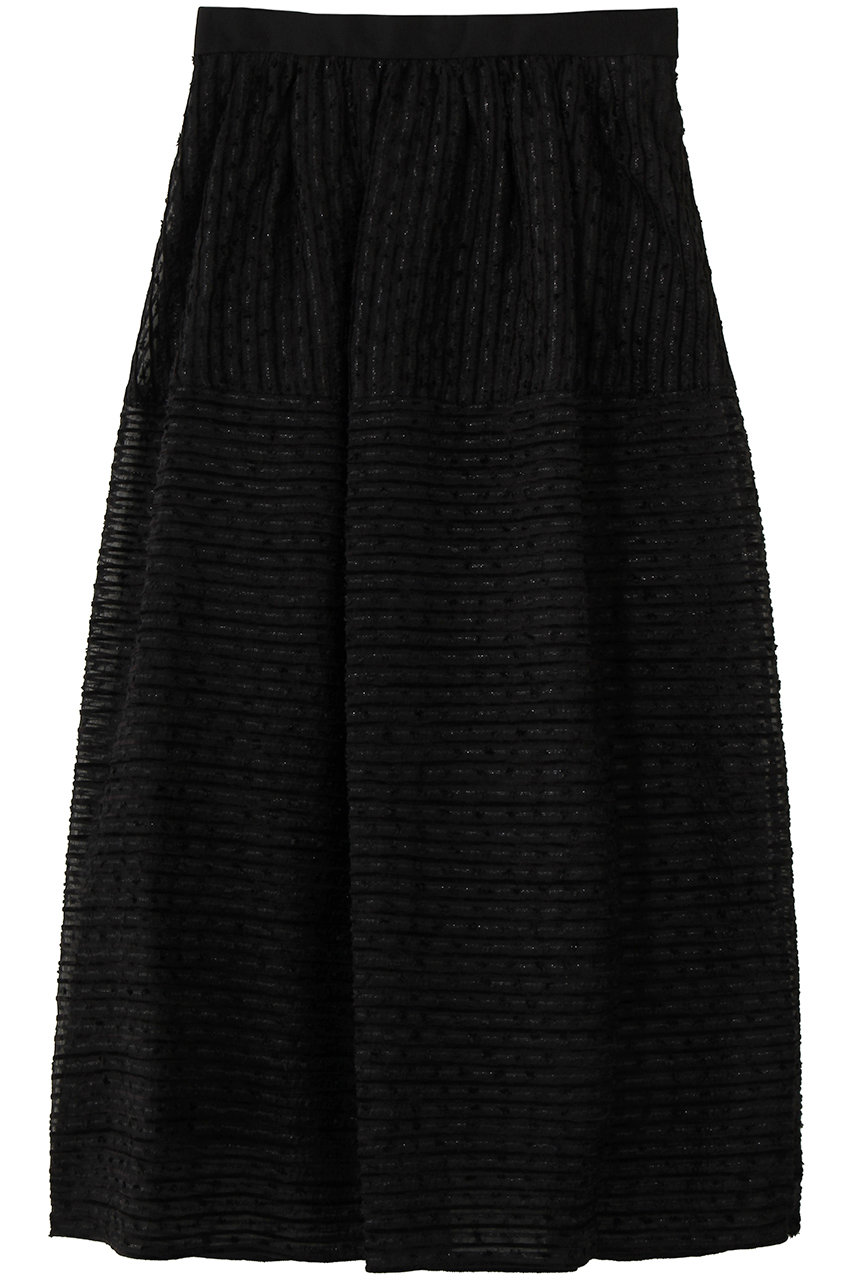 DEPAREILLE モールボーダーオーガンジースカート (ブラック, 38) デパリエ ELLE SHOP